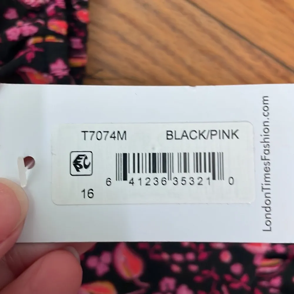 London Times Smocked Tiered Peasant Babydoll Dress Floral size 16 NWT - Image 7