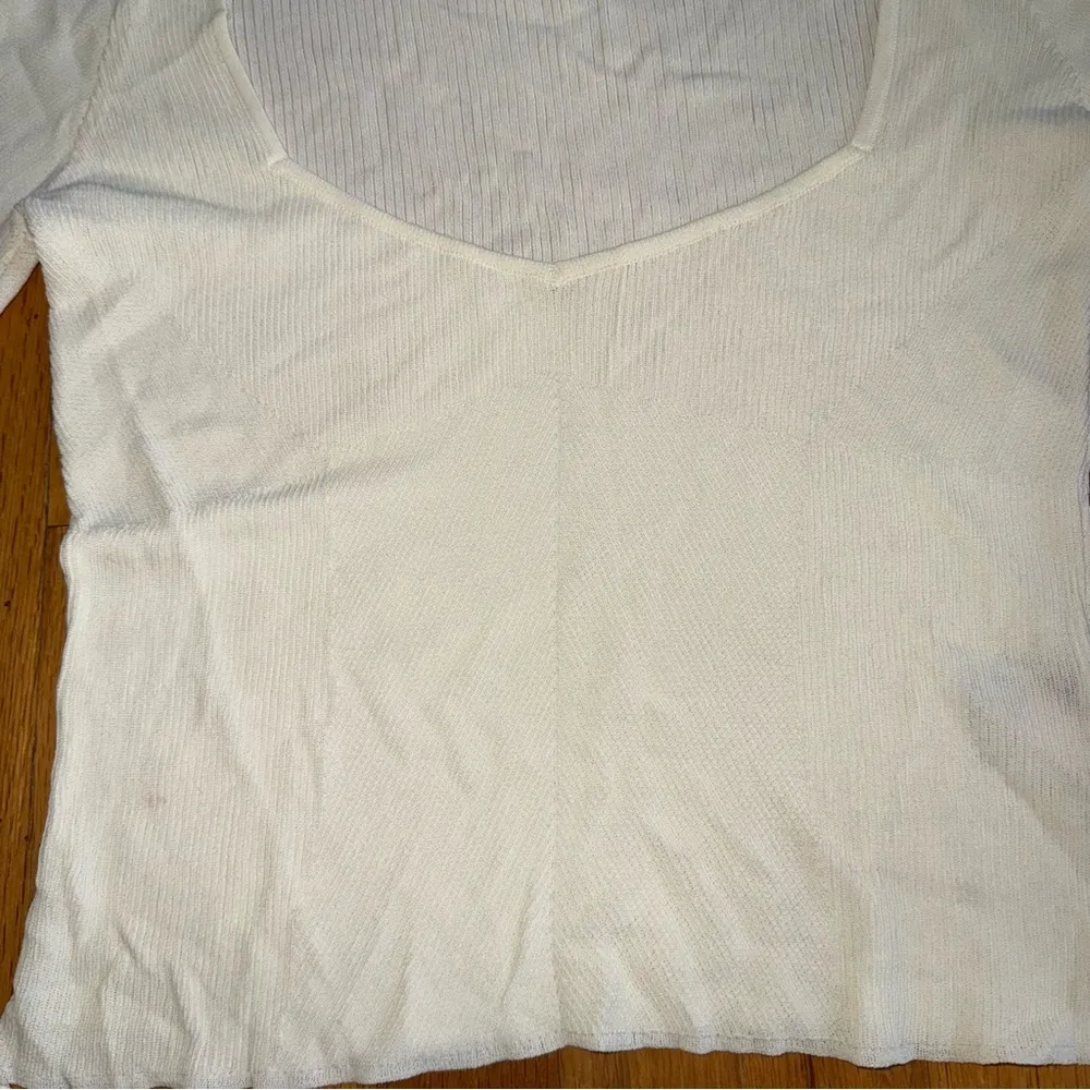 GAUGE81 Long Sleeve Sweetheart Neck Shirt Ivory Off White Small - Image 4