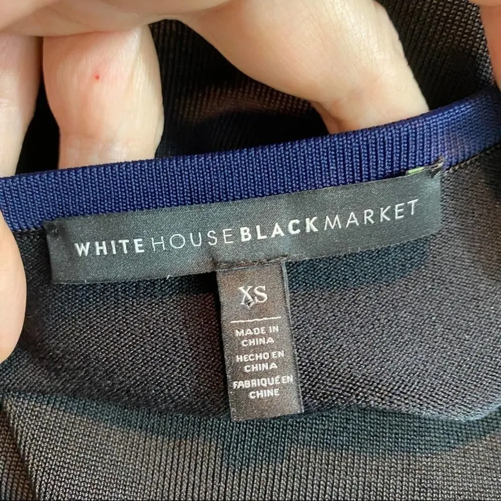 White House Black Market Black Blue Side Lace Up Top Size XS - Image 8