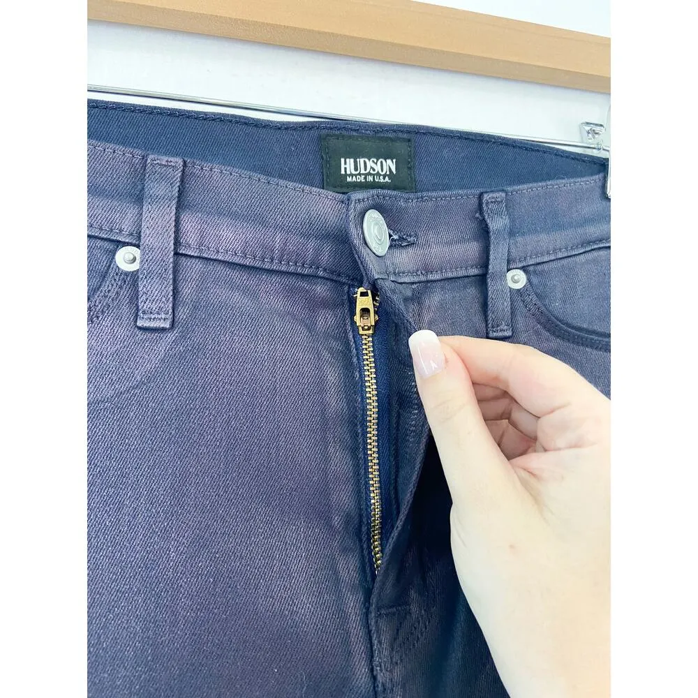 Hudson Nico Mid-Rise Super Skinny Jeans in GOLO Metallic Purple Haze size 31 - Image 4