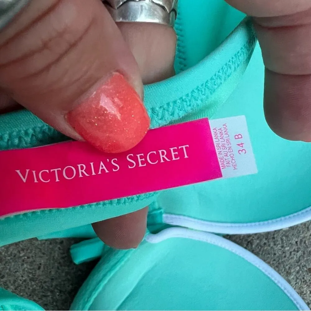 Victoria’s Secret 34B Sequin Teal Purple Mermaid Pushup Bikini Top - Image 5