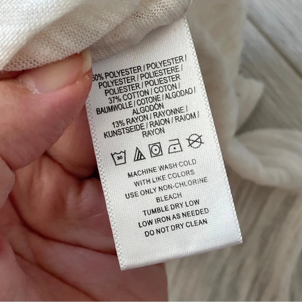 Free People Tshirt burnout maddie tee womens Cream (small) oversized sheer flowy - Image 5