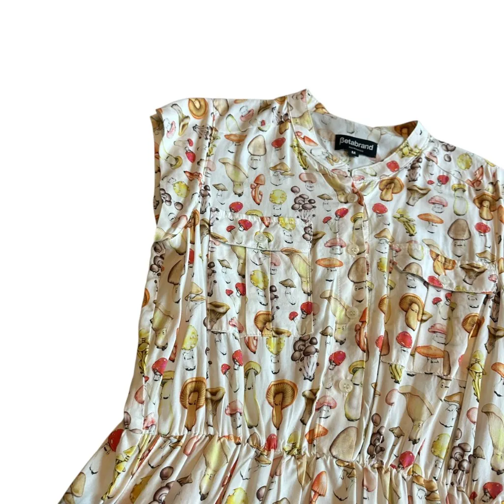 Betabrand Fungi Frock Mushroom-Print Pocket Dress Button-Down Size Medium Womens - Image 4
