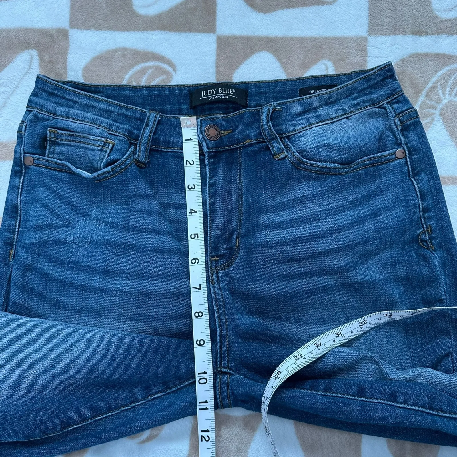 Judy Blue Distressed Relaxed Fit Jeans Medium Wash Denim Size 31 - Image 8