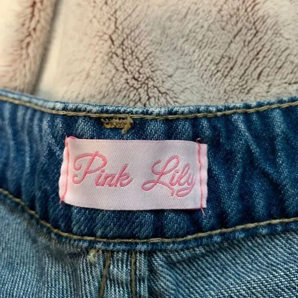 Pink Lily Womens 3‎ Jeans Blue Distressed Mom High Rise Destroyed Denim Raw Hem - Image 3