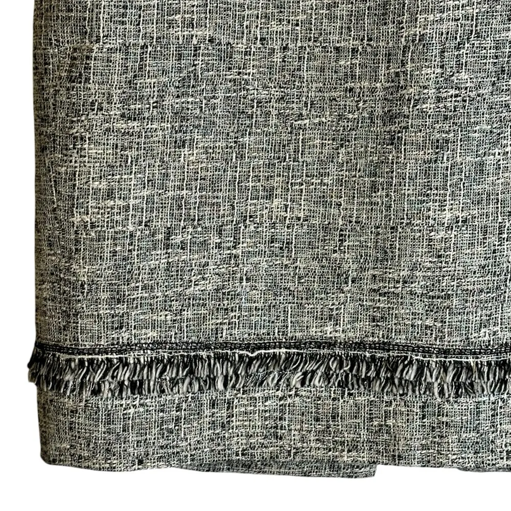 Yoana Baraschi Black White Fringed Pencil Skirt Cotton Linen Blend NYC‎ 4 Career - Image 2