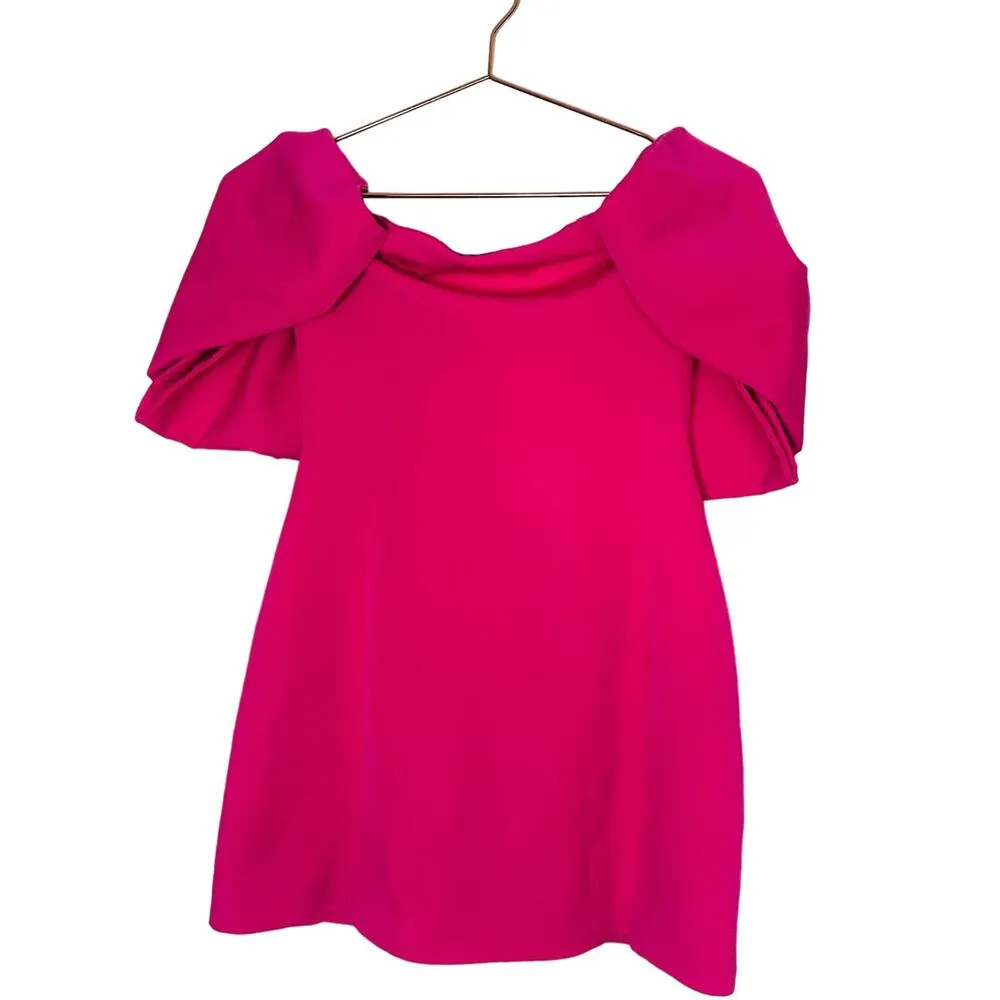 TOCCIN x RTR Women's Bright Pink Off the Shoulder Bow Sleeve Mini Dress Size 4 - Image 5