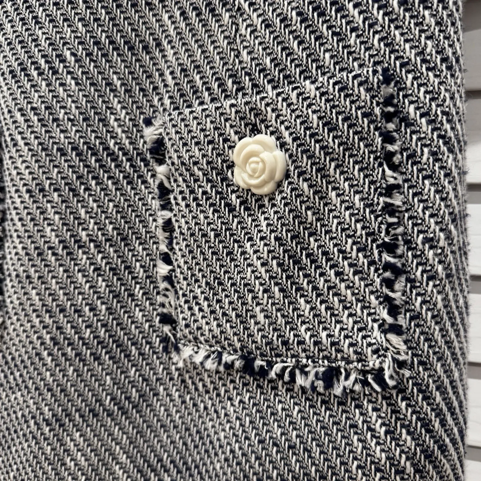 NEW Karl Lagerfeld Paris Dress Navy Blue White Tweed Shift Preppy Pockets Sz 8‎ - Image 4