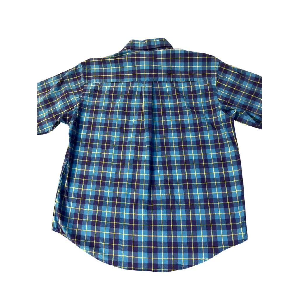 Cruel Girl Womens Long Sleeve Plaid Button-Up Shirt Blue & Lime M Used - Image 4