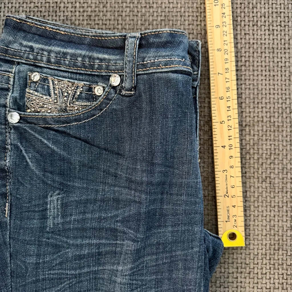 Grace in LA Embellished Filigree Cross Skinny Jeans Dark Wash Sz 7 Y2K Western - Image 12