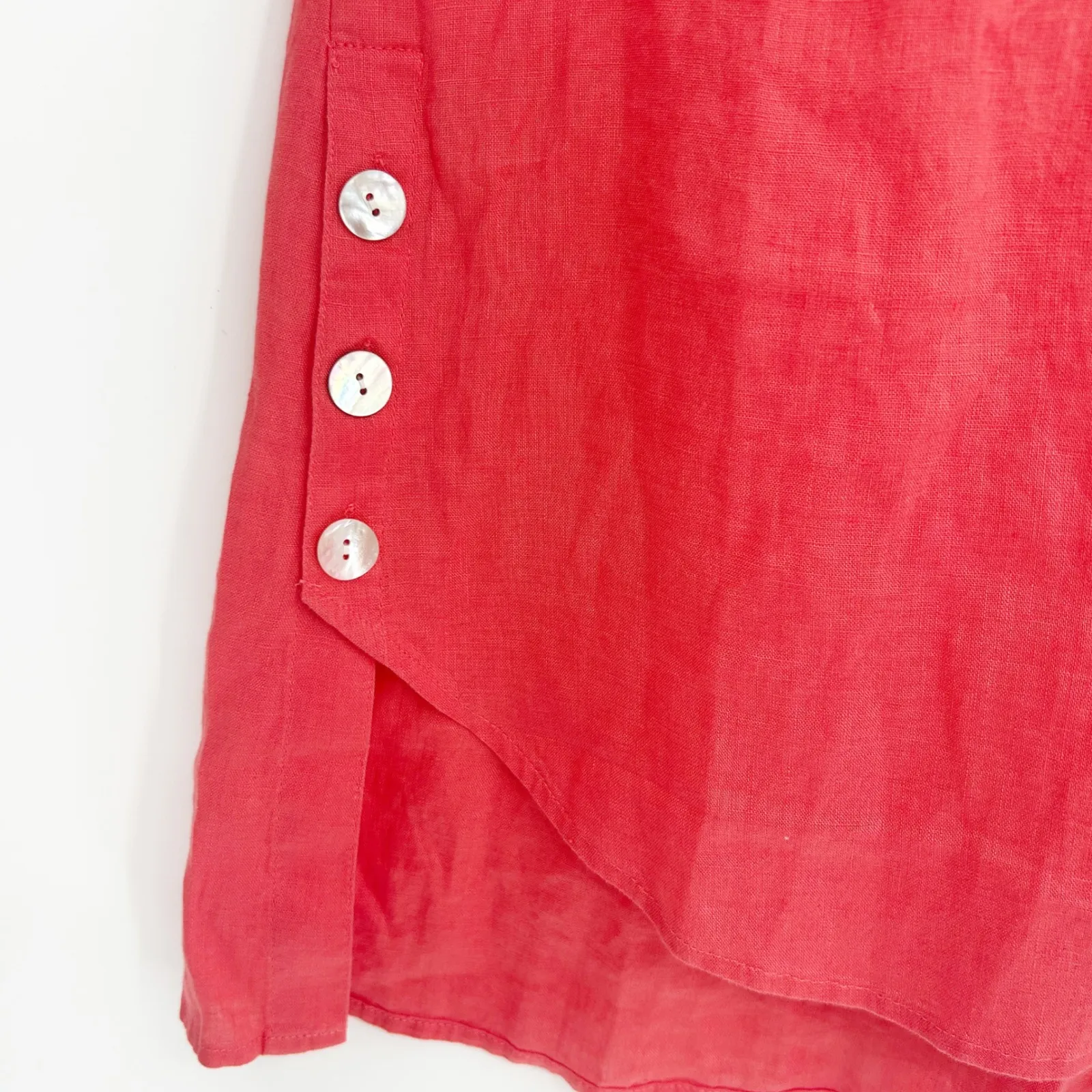 J. Jill Love Linen Womens Beachy Lagenlook Button Down Tank Top Size S Coral Orange - Image 2