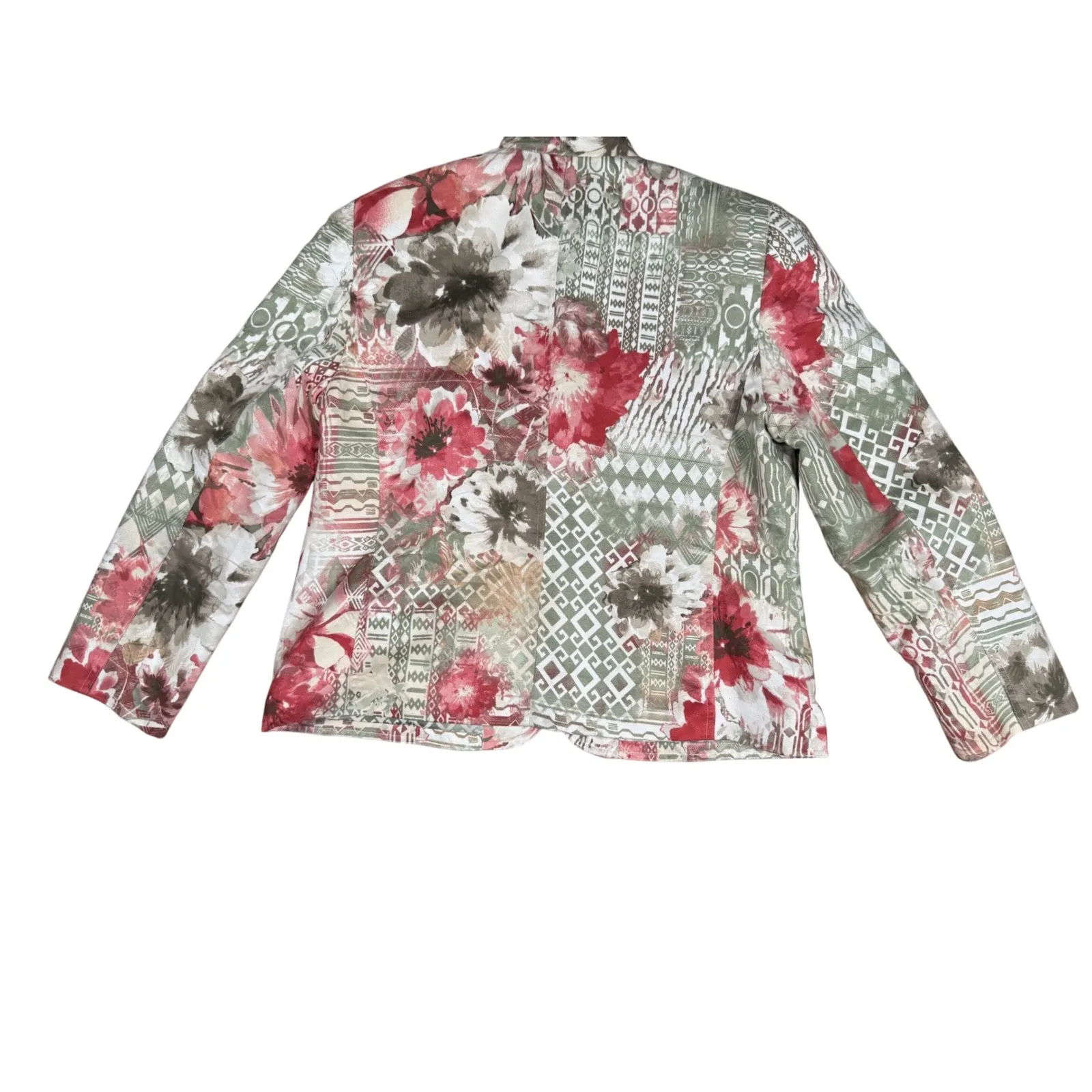 Alfred Dunner  Petite Floral Patchwork Button Up‎ Jacket Blazer Spring Coat - Image 5