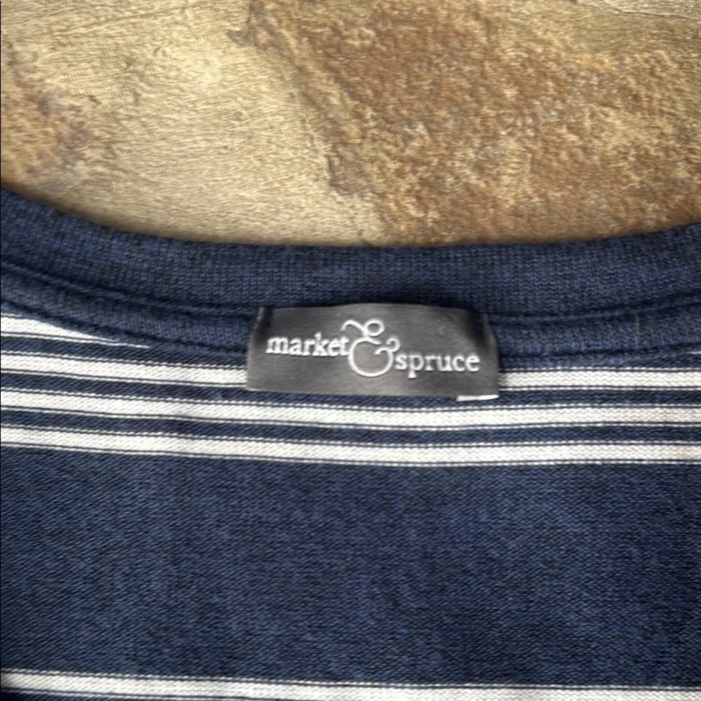 Navy Blue and White Striped V-Neck lightweight Sweater - Image 7