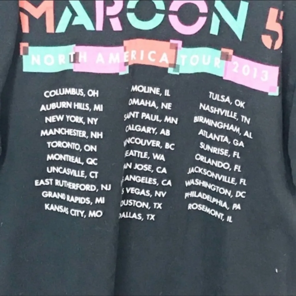 American Apparel Medium Black Adam Levine Maroon 5 2013 Tour Crewneck T-shirt - Image 5