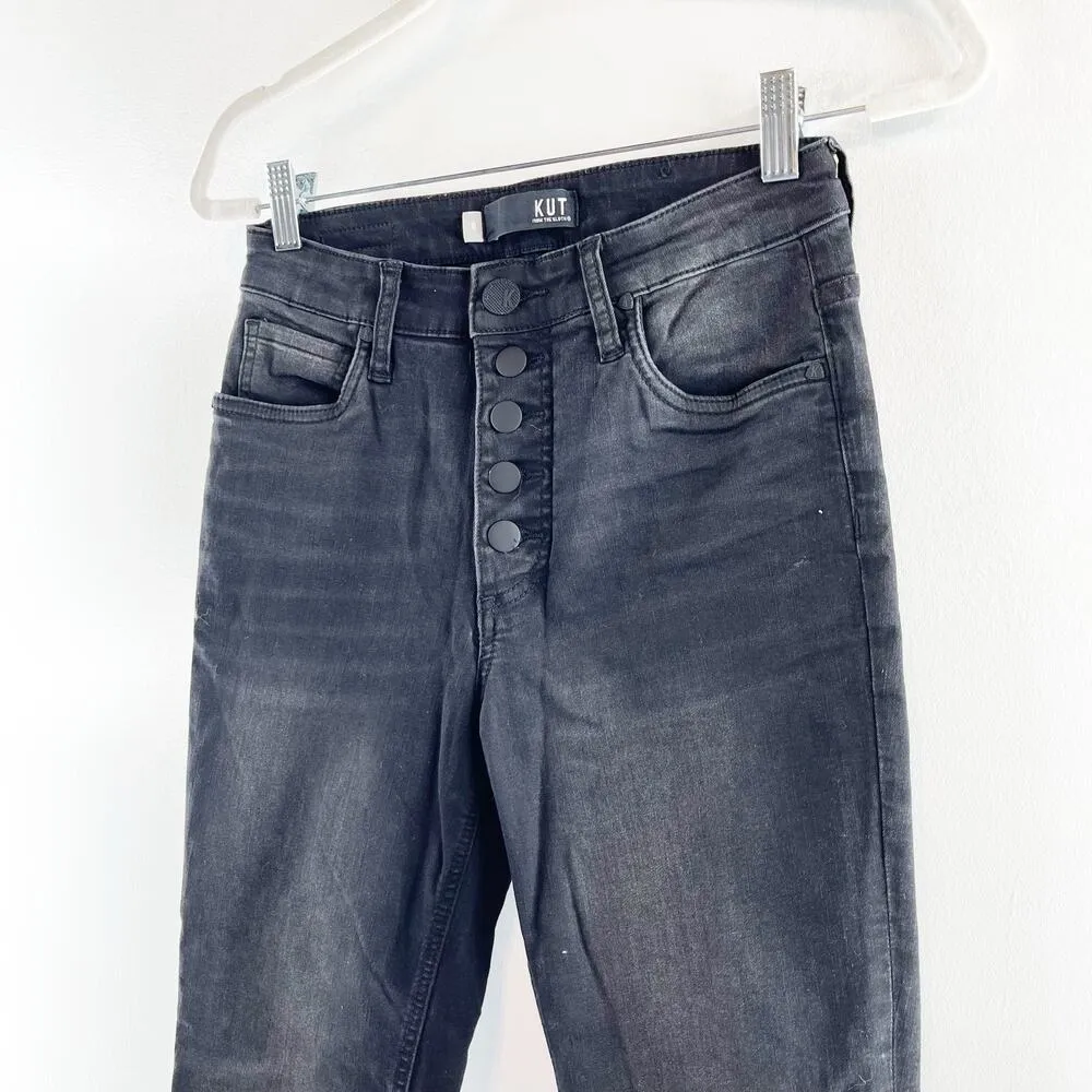Kut from the Kloth Fab Ab Rachel High Rise Button Fly Mom Jeans Black 0 - Image 8