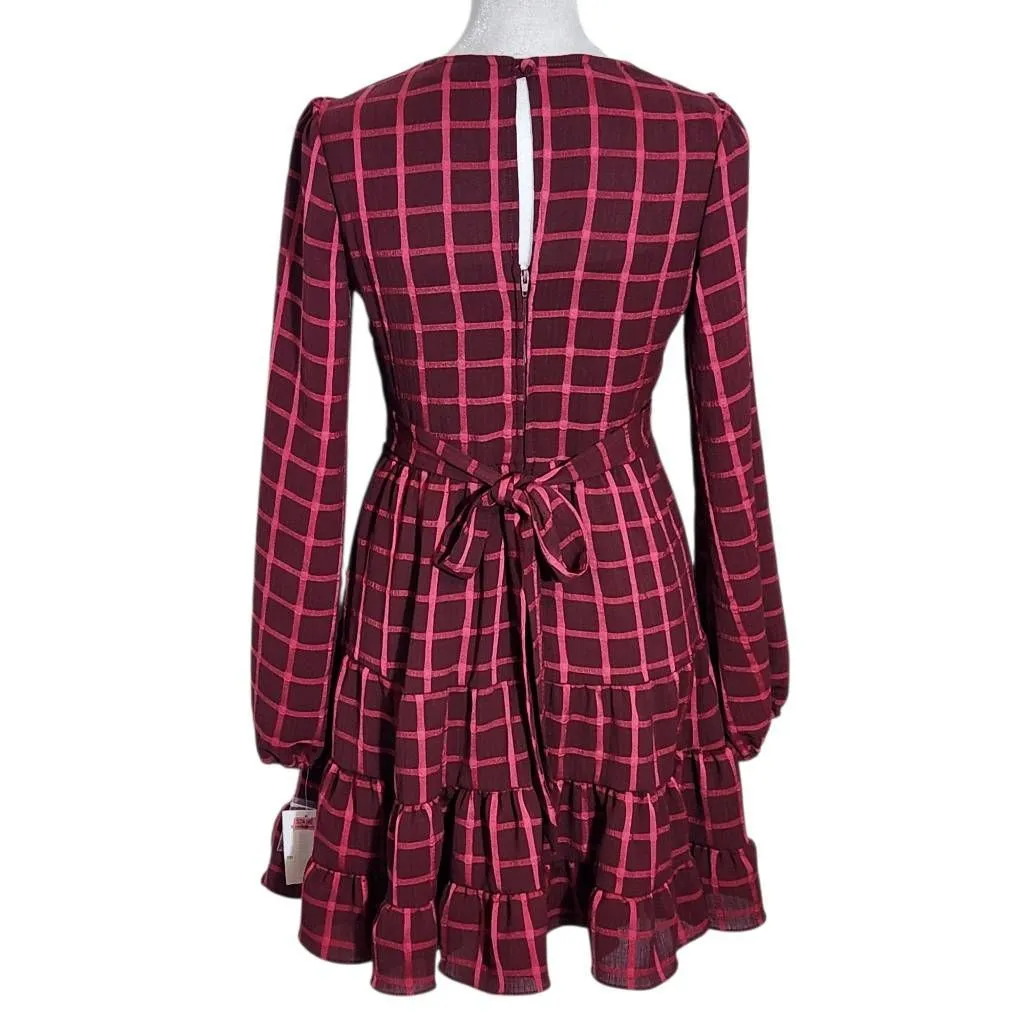 B Darlin Burgundy Tiered Ruffle Mini Party Dress NWT Size 1 Wedding Guest Dress - Image 2