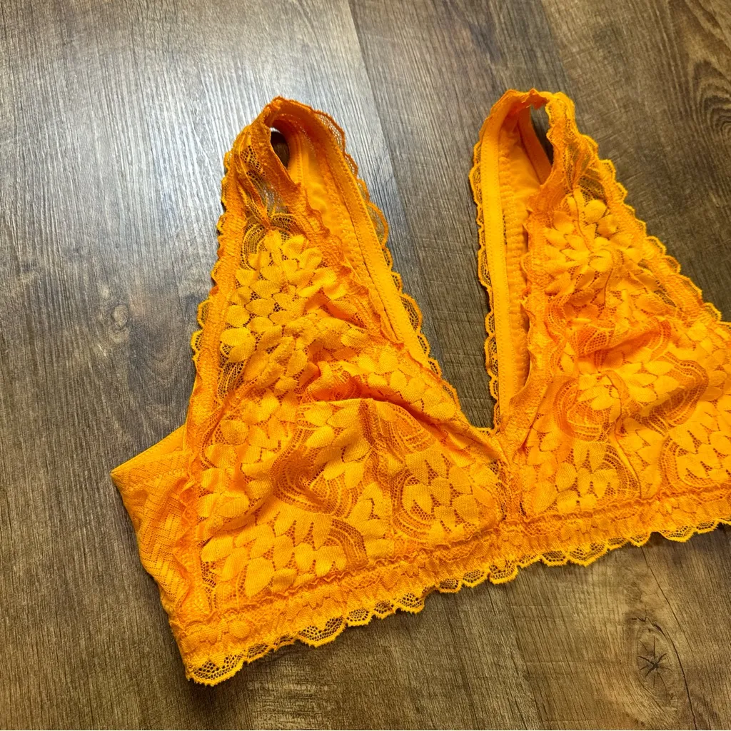 Aerie Womens Plunge Sunflower Yellow Lace Bralette Sz XL - Image 6