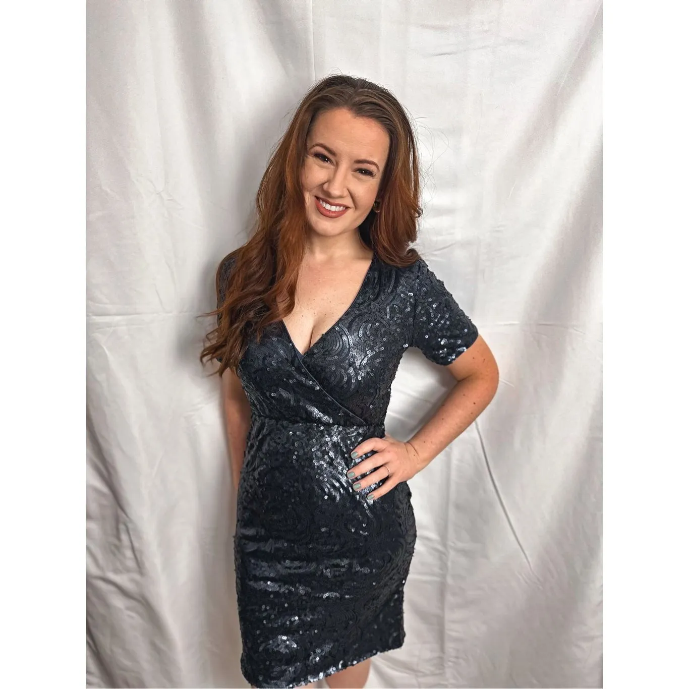 Francesca’s Navy Sequin Dress Blue Size XS - Image 9