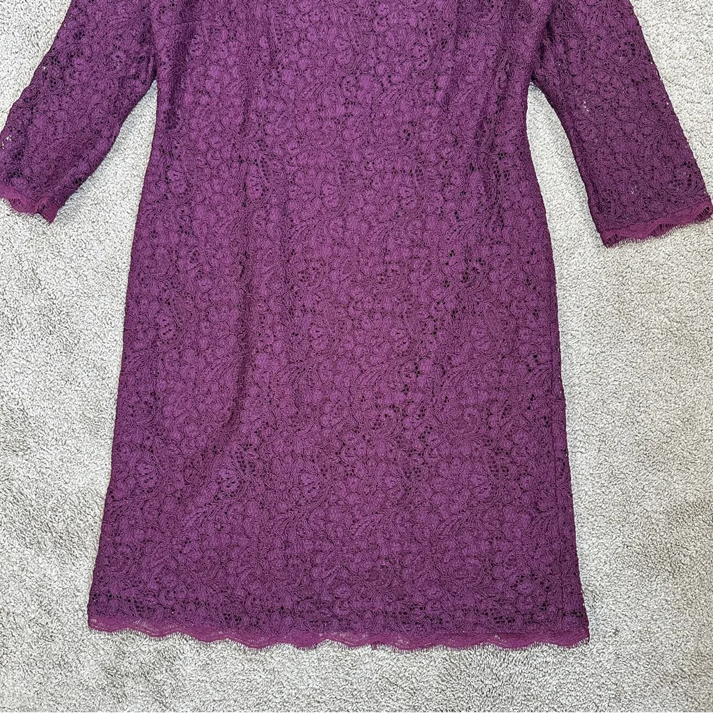 Adrianna Papell Women’s 3/4 Sleeve Lace Sheath Dress Full Back Zip in Purple 12 - Image 6