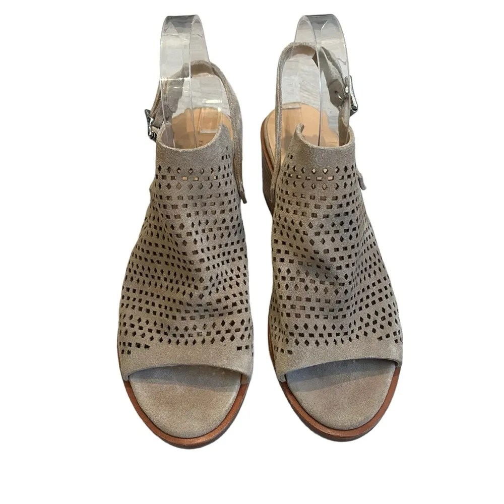 Rag & Bone Wyatt Perforated Suede Mid Heel Sandal, Sz 39 - Image 5