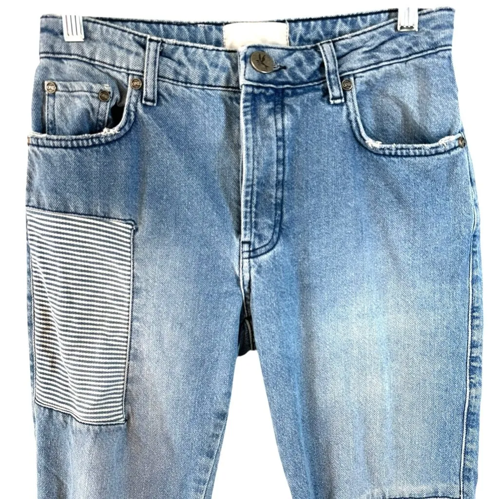 One teaspoon Blue Truckers Mid Waist Straight Leg Busted Knee Jeans Size 24 - Image 4