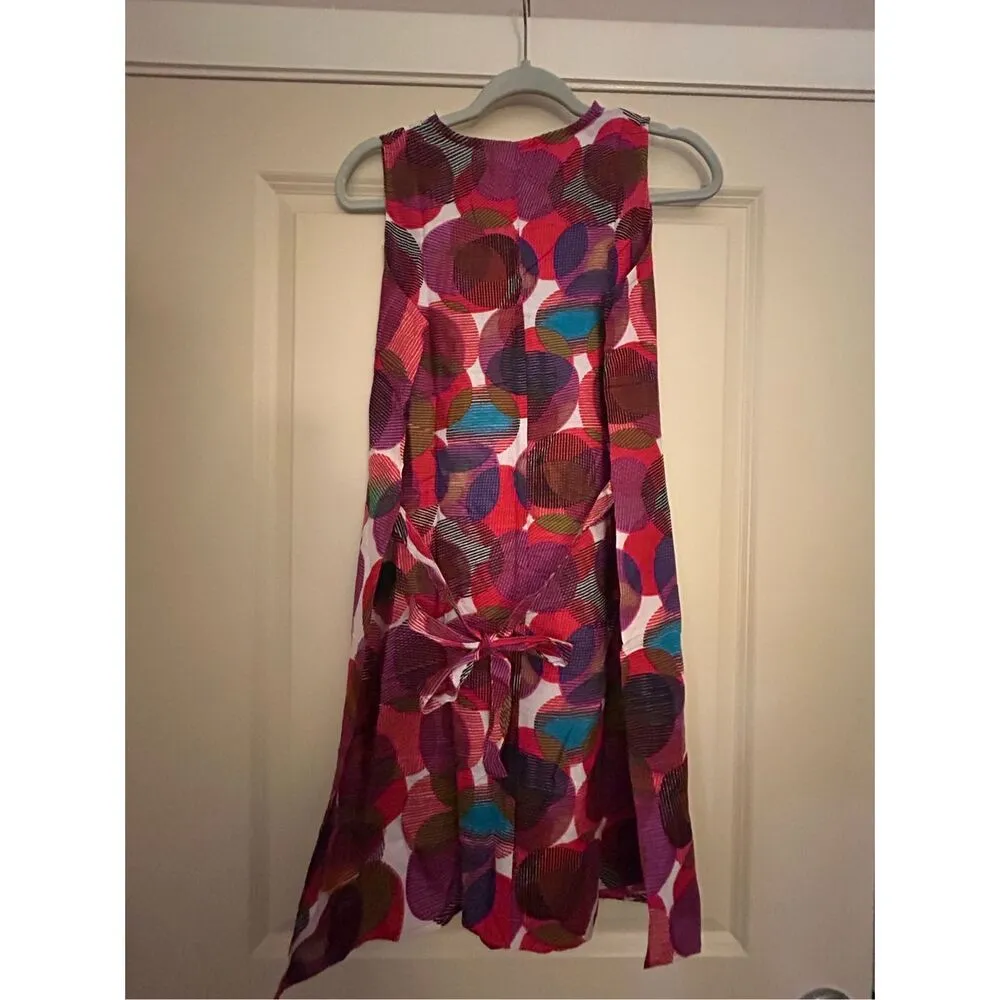 NWT Junglee Billee Geo Lightweight Cotton Belted Dress India M Red Size M - Image 2