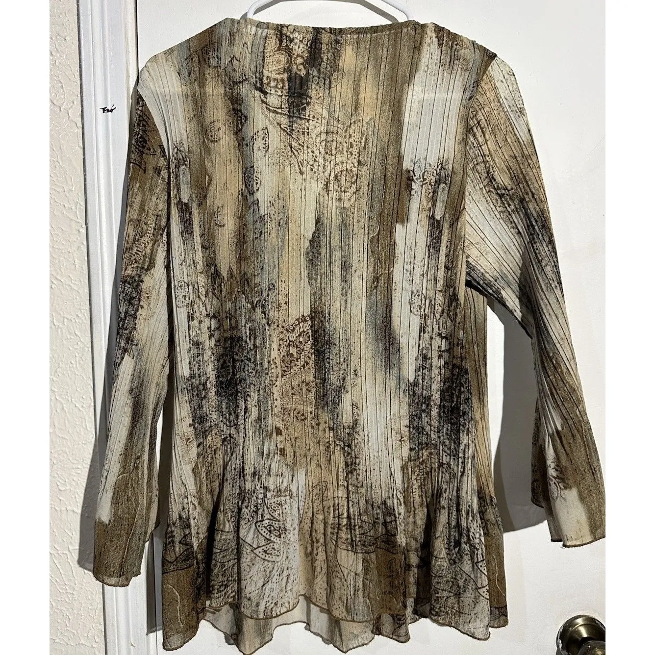 Cato Animal Print Ruffle Pleated Long Sleeve Blouse, Size XL - Image 2