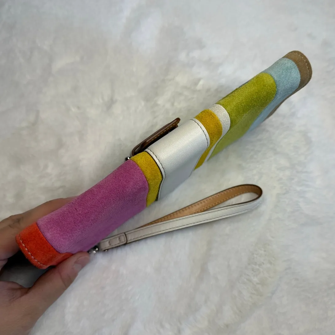 y2k Coach Vintage 2003 SoHo Striped Suede & Leather Wristlet Wallet - Image 7