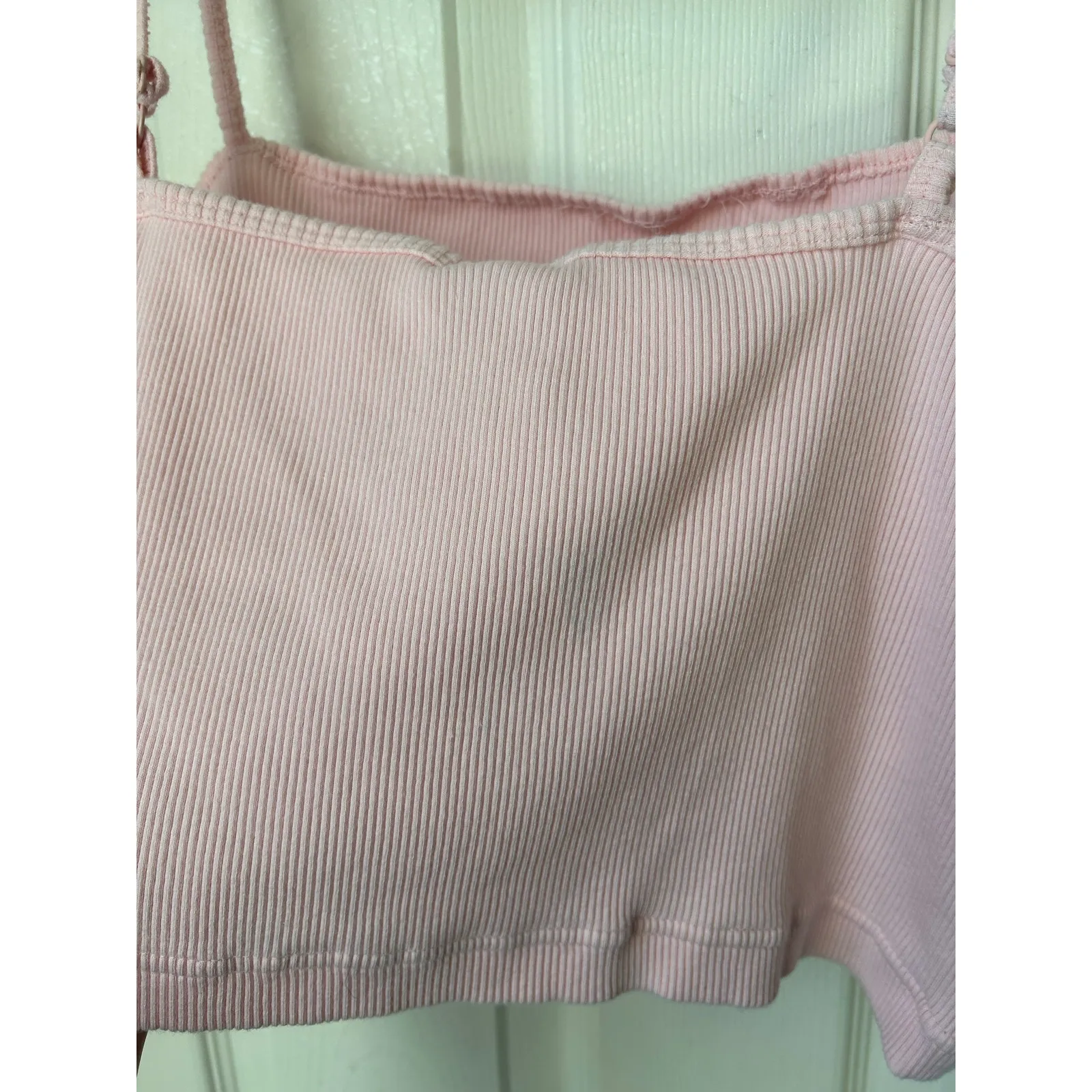 Nike Ribbed Pink Cropped Tank - Large - Image 4