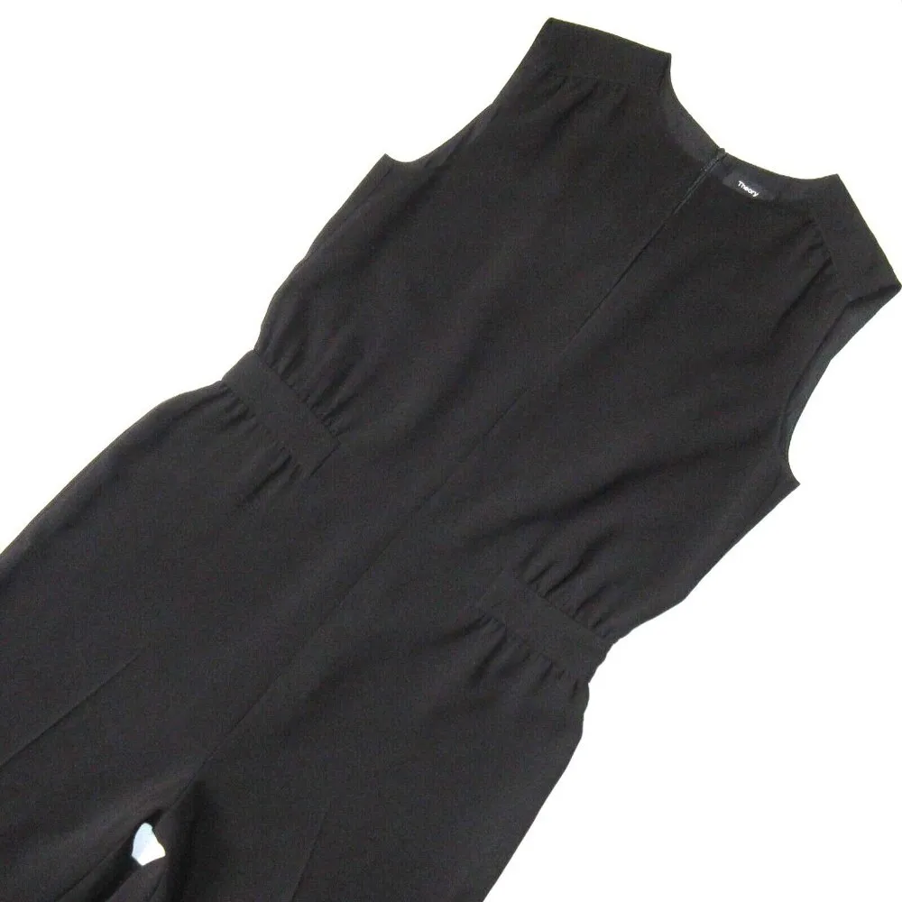 NWT Theory Shirred Jumpsuit in Black Classic Crepe Keyhole Neck Jumpsuit 6 - Image 4