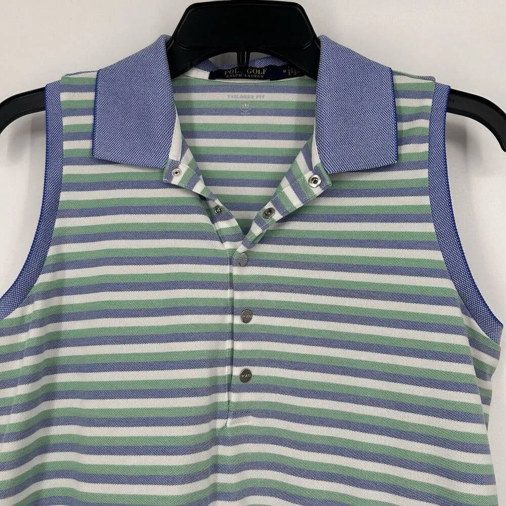 Ralph Lauren Polo Golf Womens Tank Top Blue Green Stripe Tailored Fit Si… - Image 2