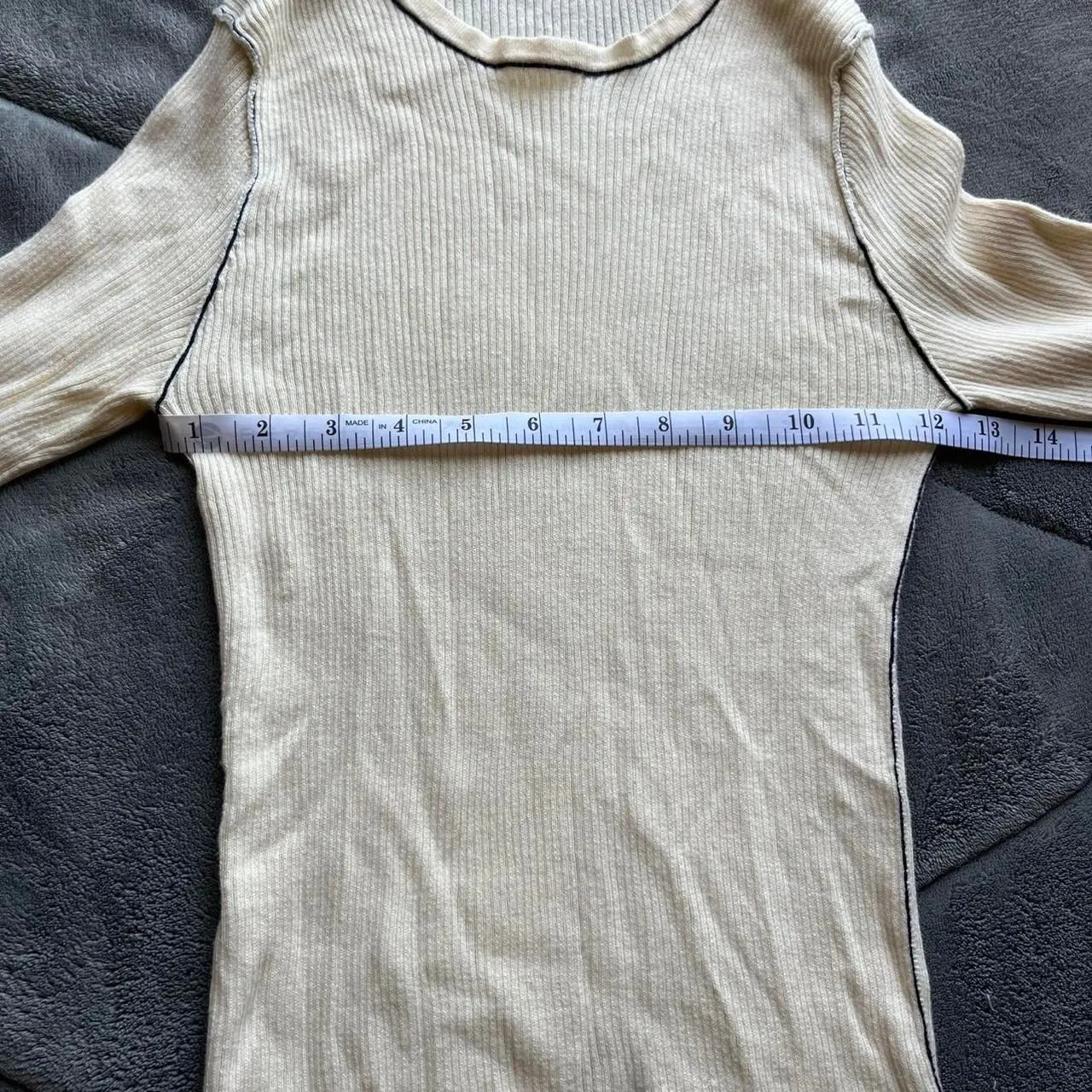 Roberto Collina Italy Ribbed Knit Cream Long Sleeve Top Size Small 100% Cotton - Image 6