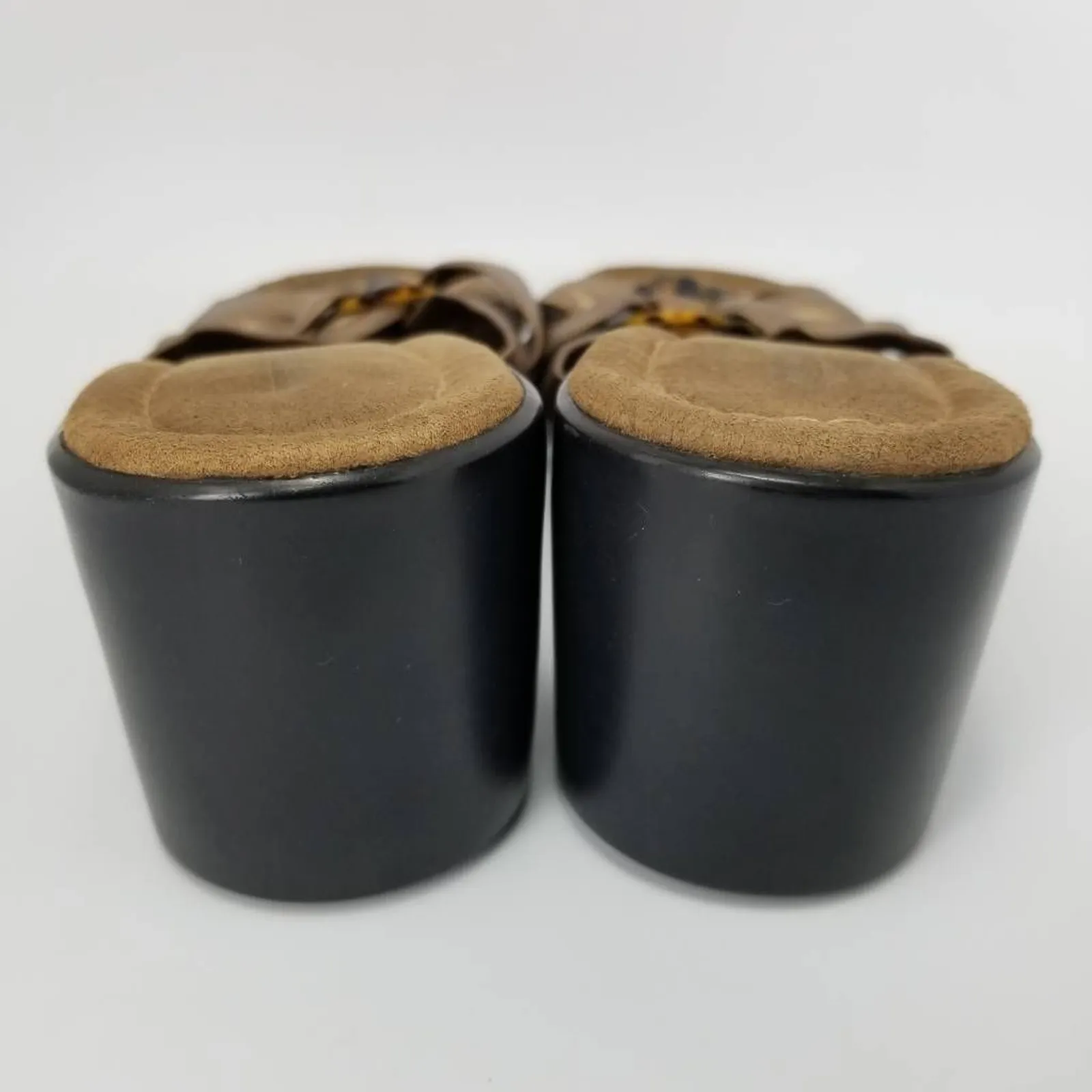 Easy Spirit Womens Vanisht Sandals Brown Leather Wedge Heels Slip Ons 9.5 M - Image 7