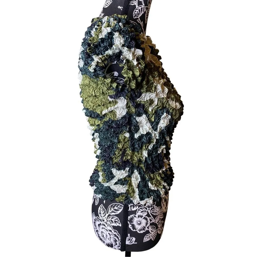 Vintage 90s Popcorn Top T Shirt Blouse Coquette Cottage Fairy Hippie Nostalgia Green - Image 4