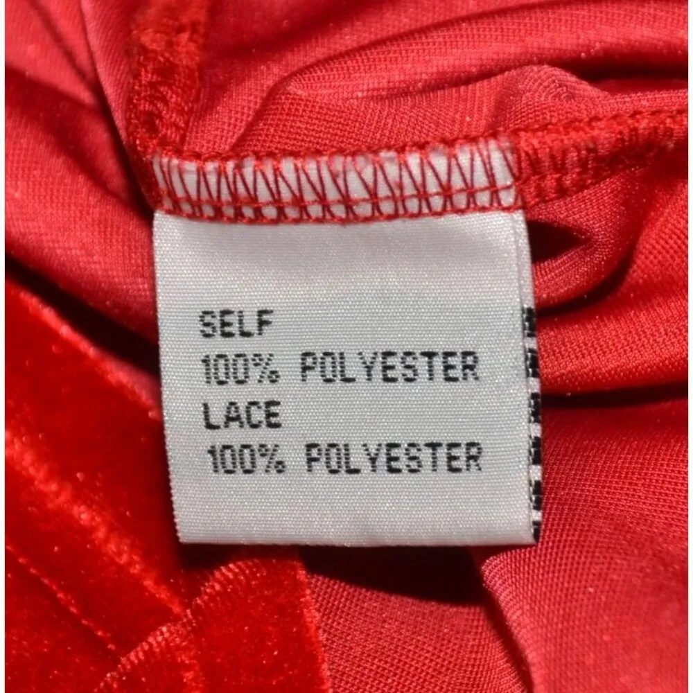 C.O.C. Red Velvet Midi Sheath Dress Plus Size 3X Floral Lace Short Bell Sleeve - Image 10