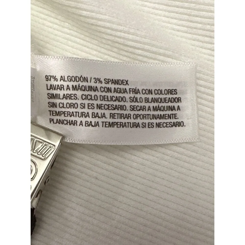 White Long Sleeve Ribbed Sweater Top Cotton Size M - Image 6