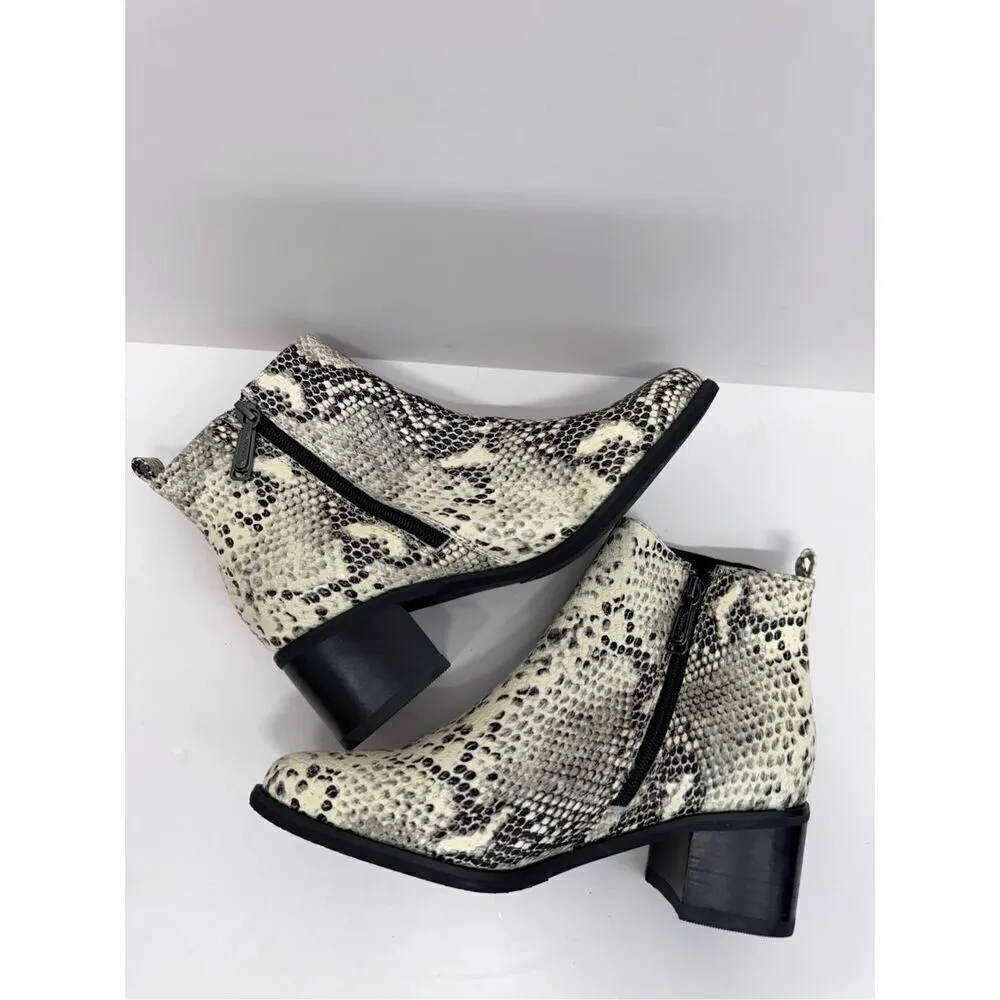 Blondo Ankle Booties Size 7 Snakeskin Embossed Leather Waterproof Block Heel NEW - Image 8
