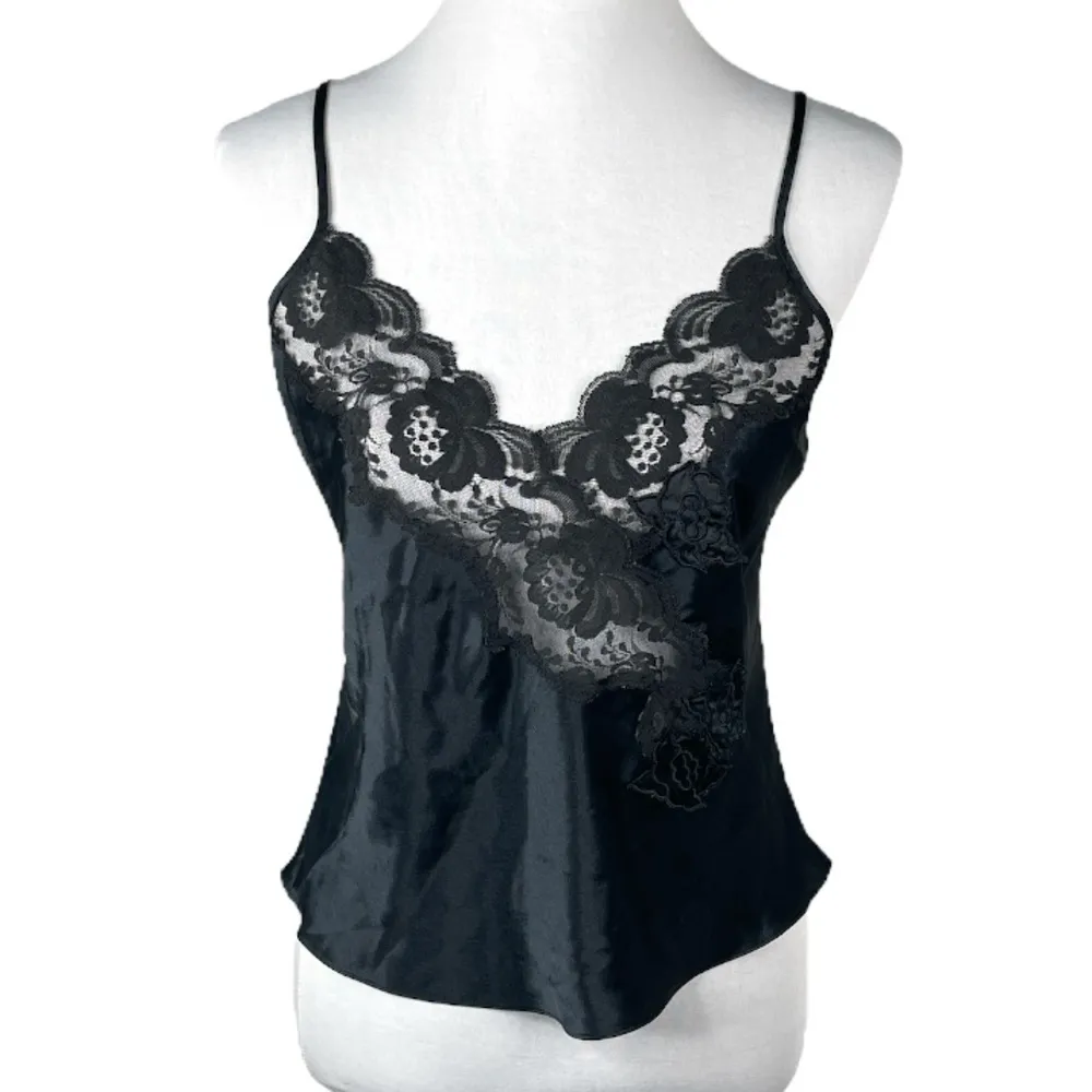 Victoria’s Secret Vintage Gold Label Spaghetti Strap Pajama Top Black Medium - Image 7