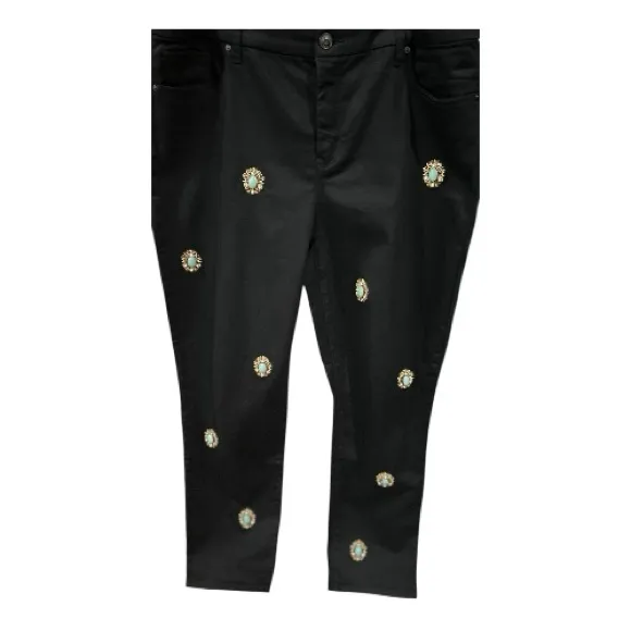 Chicos So Slimming Girlfriend Slim Leg Ankle Jeans Embellished Black 2.5R - Image 2