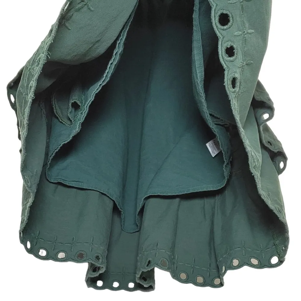 Stellah x Anthropologie Eyelet Fluttered Sleeves Mini Dress in Forest Green - Image 7