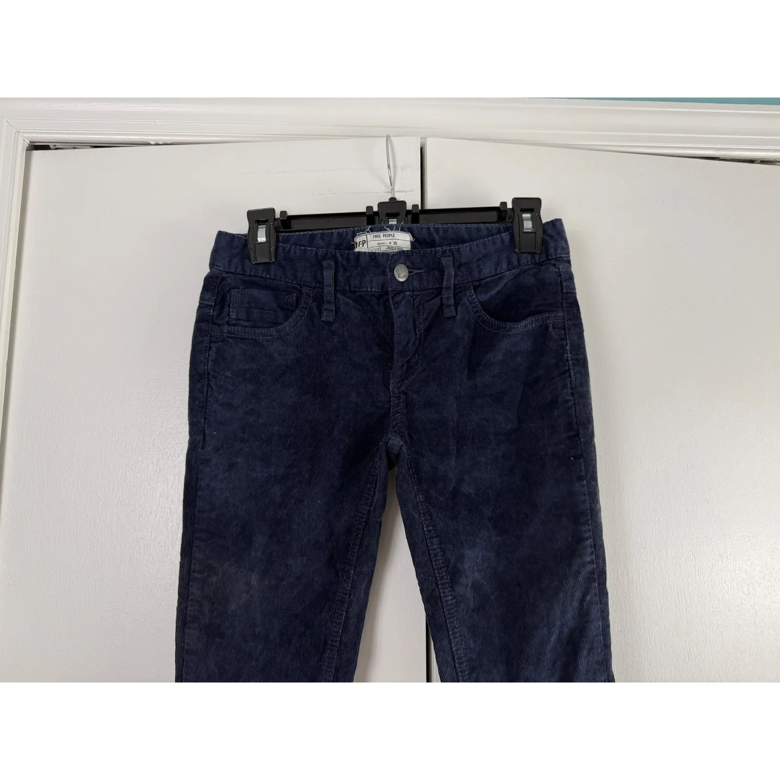 Free‎ People Navy Blue Corduroy Skinny Jeans Women's Size 25 - Image 3