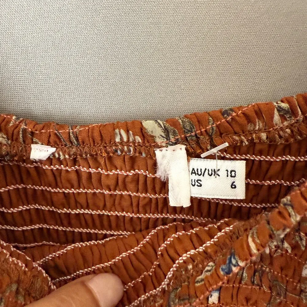 Princess Polly sz 6 Rust Orange‎ Floral boho fitted midi Dress NWOT - Image 4