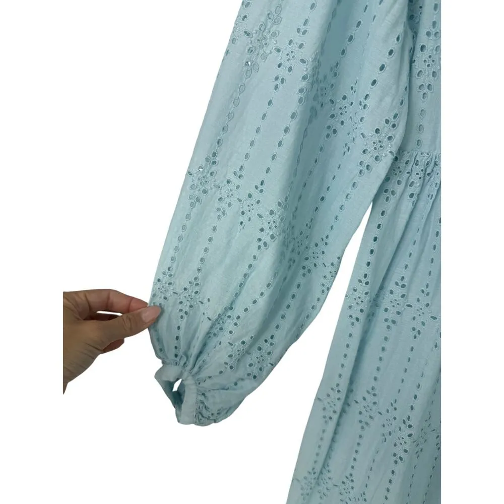 Anthropologie Eyelet Dress Women 4 Light Blue Feminine Spring Cottagecore Easter - Image 5