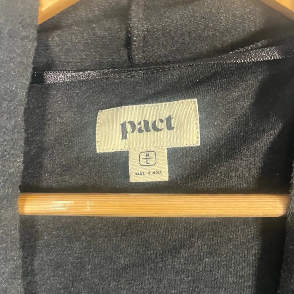 Pact 100% Organic Cotton Grey Open Front Cardigan Minimalist Large Pockets M/L - Image 2