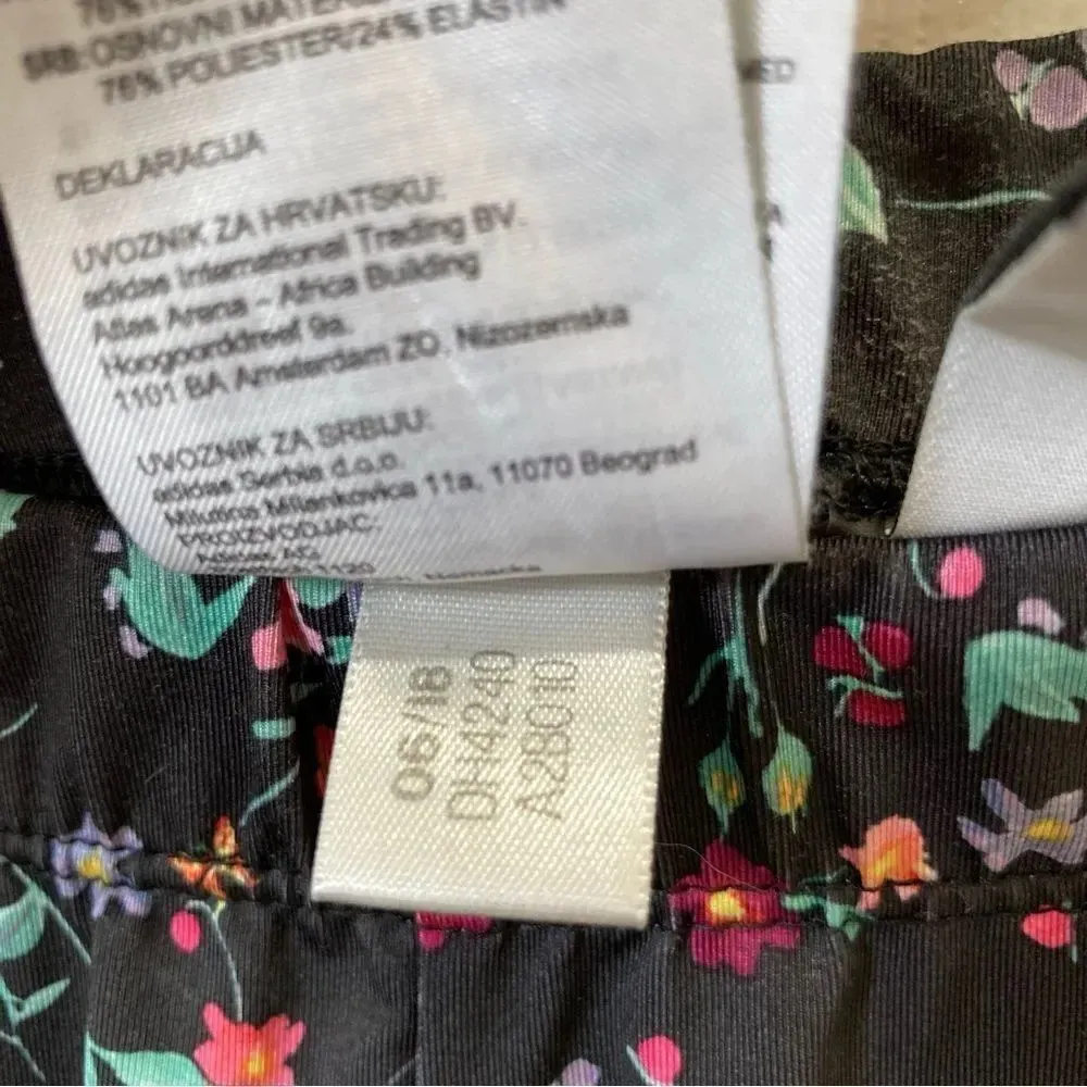 ADIDAS DH4240 Floral Full Length Leggings Black Size Small - Image 8