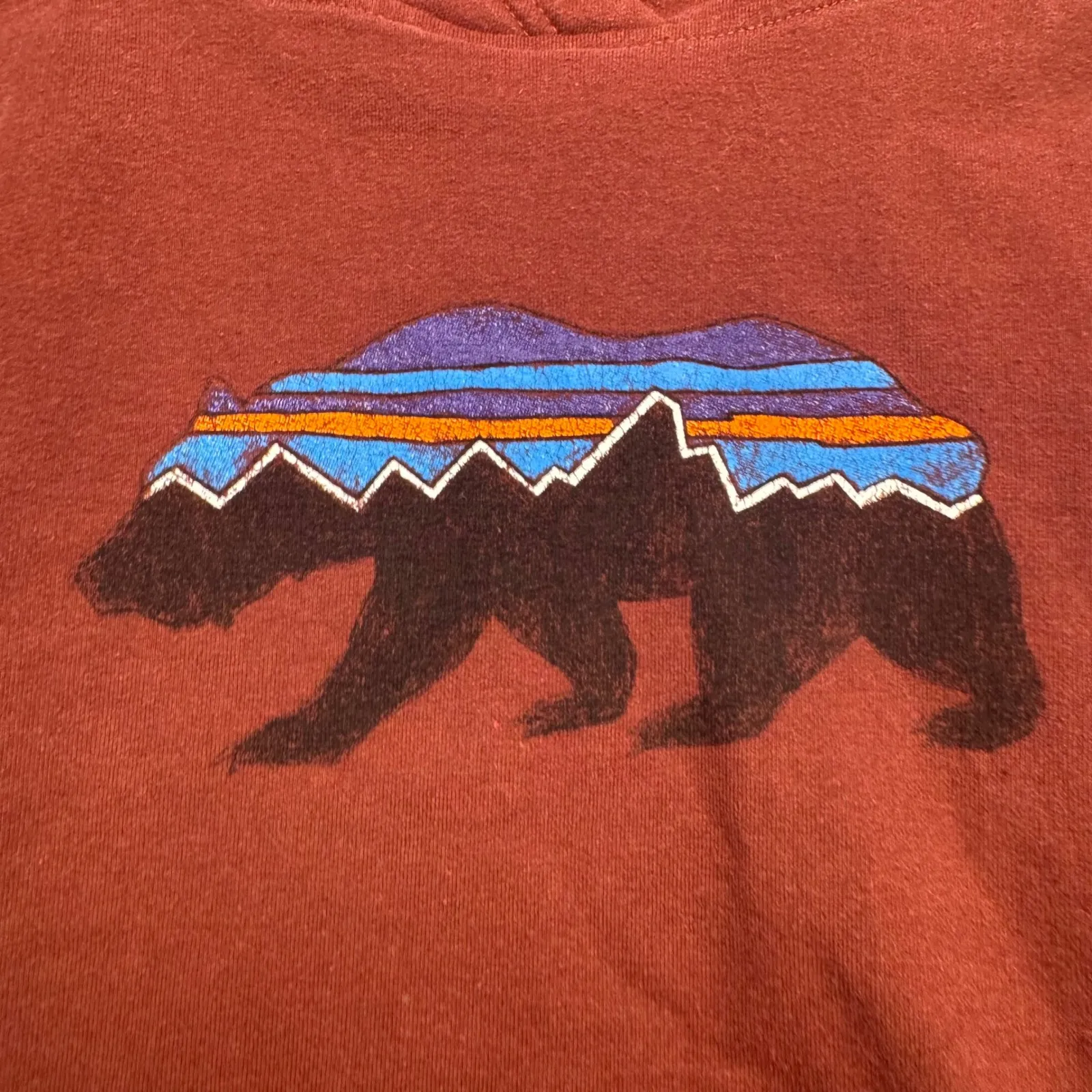 Patagonia Bear Mountain Logo Maroon Hoodie Women's Regular Fit - Image 3