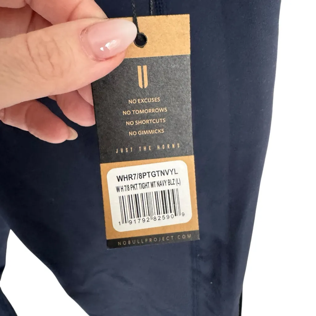 NOBULL - NWT Navy High-Rise Cropped Leggings w/ Side Stash Pockets Sz L - Image 4
