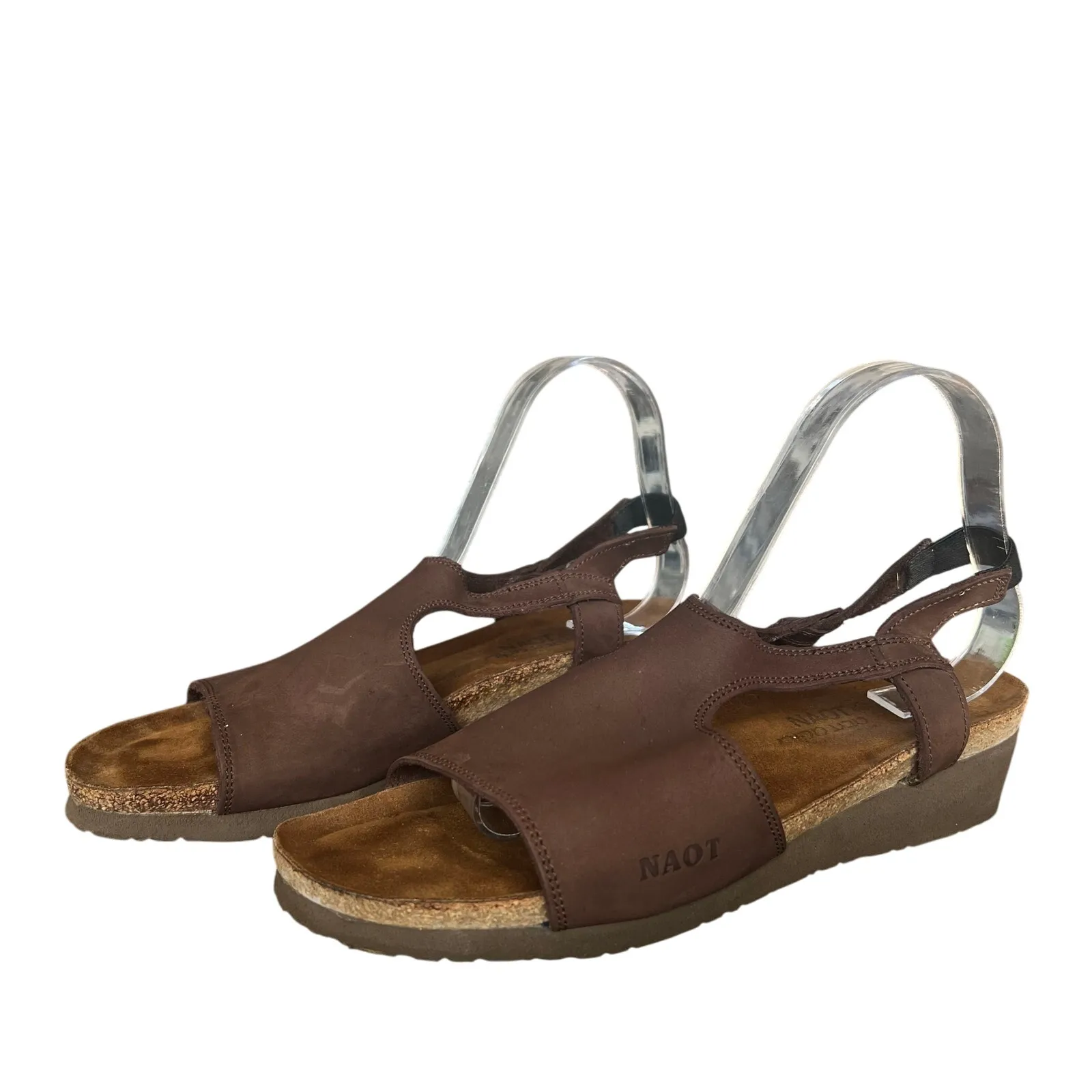 Naot Womens Brown Nubuck Leather Slingback Wedge Sandal Size 11 US 42 EU Comfort - Image 4