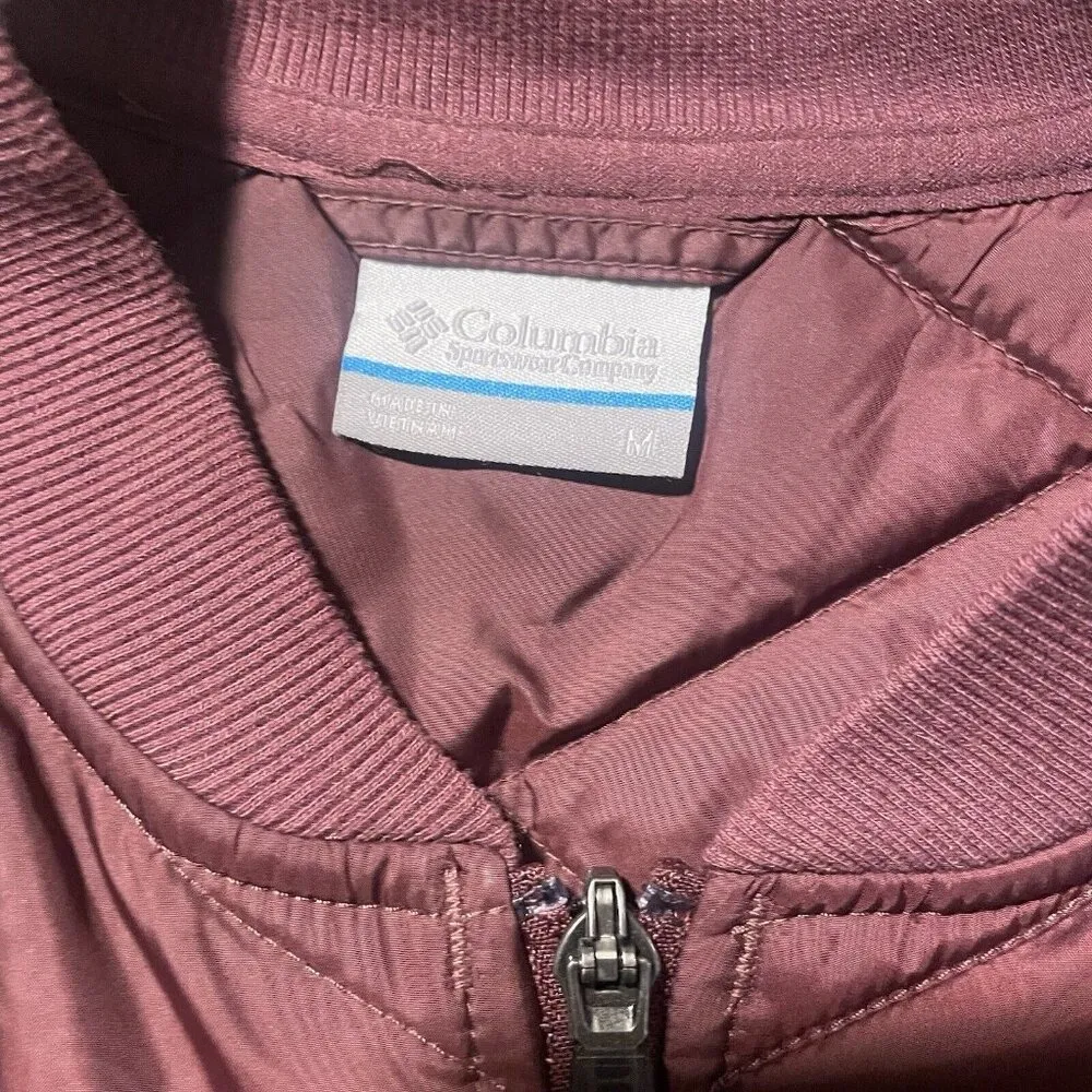 Columbia Jacket Womens Size Medium Purple Stretch Quilted Burgundy Coat - Image 2