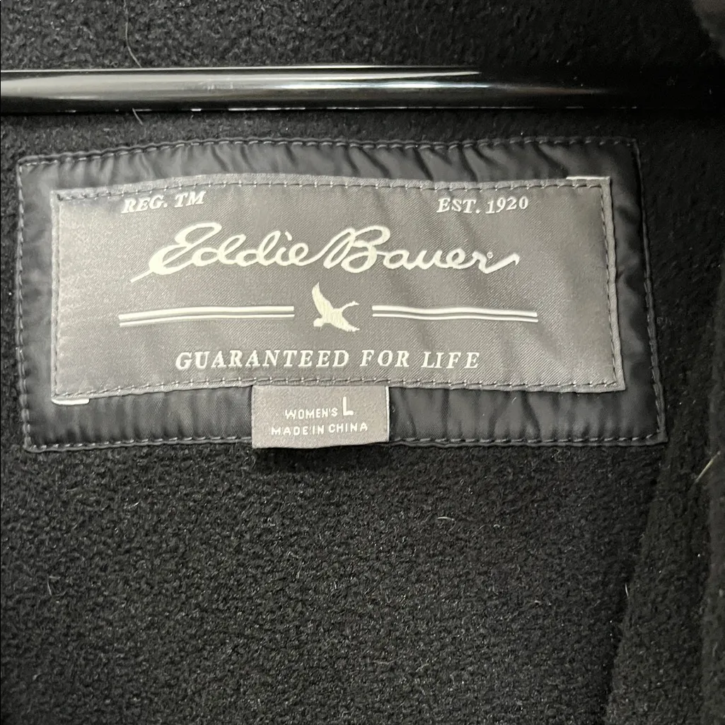 Eddie Bauer 80% Down Filled Black Puffer Parka Jacket - Size Large - Image 2